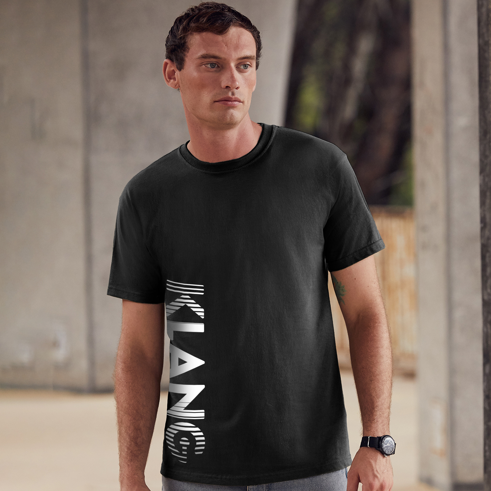 klang-t-shirt-homme-imprim-noir-manches-courtes image 2