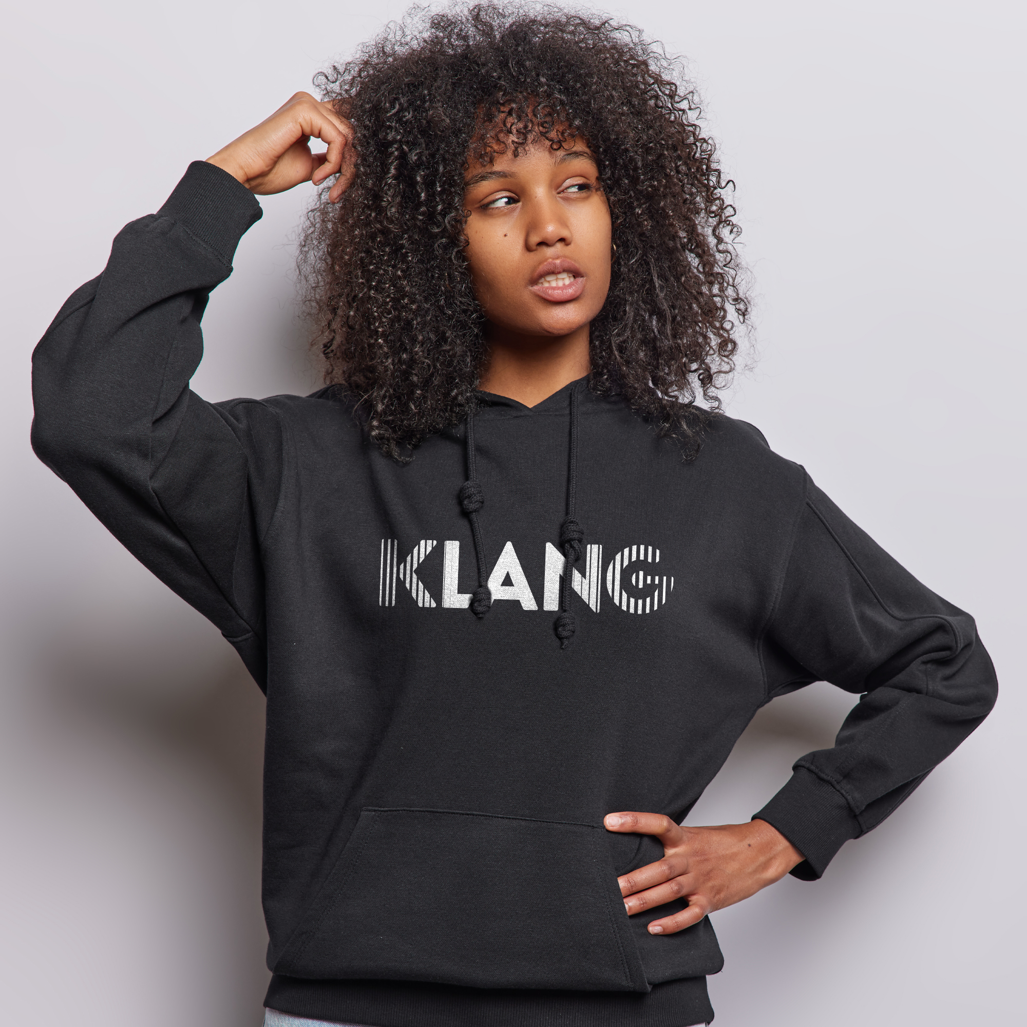 klang-hoodie-sweat-capuche-noir-barcode-coton image 1