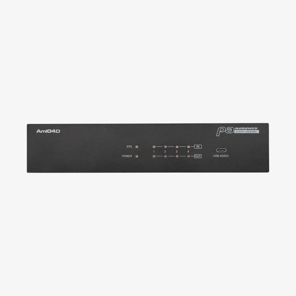 audiophony-ami04d-matrice-audio-dante-4x4-poe-demi-rack image 1